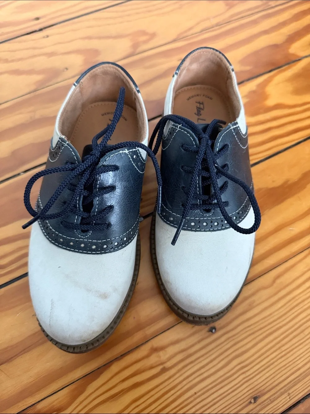 Kids Two-Tone Saddle Oxfords in white and navy